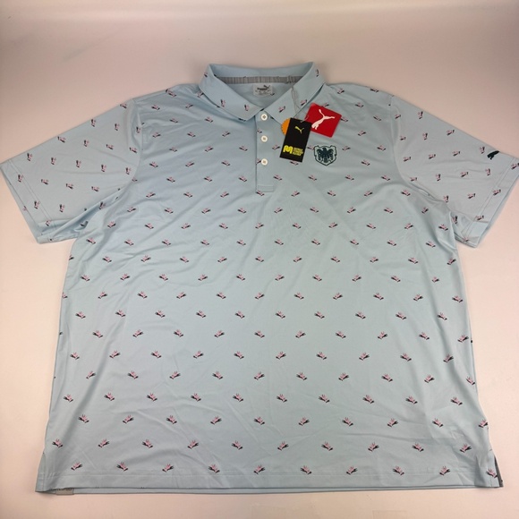 NWT Puma Mens Size 2XL All Over Print Performance Golf Polo Birds of Paradise - Picture 1 of 10